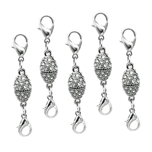 HOMSFOU 5 Stück Teiliges Olivenförmiger Rhinestone Magnetverschluss Hummerclip für Diy Schmuckherstellung Silberne Schnalle für Armbänder von HOMSFOU