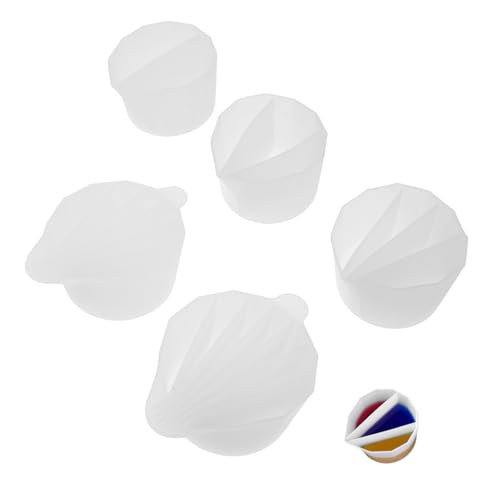 HOMSFOU 5 Stück Teiliges Silikon Mischbecher Mehrkanal Pouring Becher für DIY Epoxidharz Resin Kunst mit Langlebigem Lebensmittelechtem Material für Präzises Farbgießen und Vielseitiges von HOMSFOU