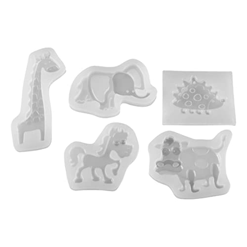 HOMSFOU 5 Stück Teiliges Silikonform für Tiermotive Giraffe Elefant und Kuh für Seifenherstellung Epoxidharz Dekoration Diy Projekte und von HOMSFOU