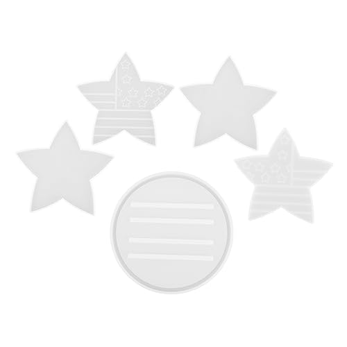 HOMSFOU 5 Stück Teiliges Silikonuntersetzer Mold für Epoxidharz Diy Sternen Design Wiederverwendbare Silikonformen für Tischdekoration für Glitzer und Mehr von HOMSFOU