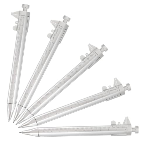 HOMSFOU 5 Stück Vernier Kugelschreiber Multifunktionale Stifte für Ingenieure Schreiner Holzarbeiter Präzise Messung bis Silberne Ausführung mit Blauer Mine HOMSFOU 5 Stück Vernier Kugelschreiber Multifunktionale Stifte für Ingenieure Schreiner Holzarbeiter Präzise Messung bis Silberne Ausführung mit Blauer Mine von HOMSFOU