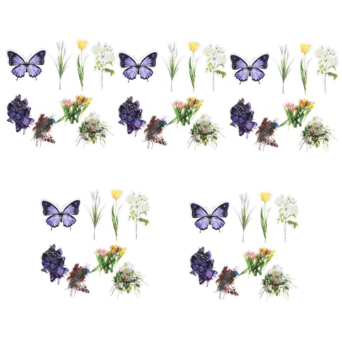 HOMSFOU 5 Stück Vintage Pflanzenaufkleber Diy Blumen Scrapbooking Sticker für Notizbücher Kalender und Bastelprojekte Selbstklebend pro Packung von HOMSFOU