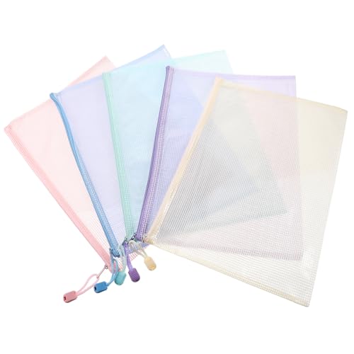 HOMSFOU 5 Stück Wasserdichte Informationsbeutel Reißverschluss Dokumenttasche Dateibeutel Mesh Organizer -taschen Aufbewahrungstasche Für Dokumente Pvc HOMSFOU 5 Stück Wasserdichte Informationsbeutel Reißverschluss Dokumenttasche Dateibeutel Mesh Organizer -taschen Aufbewahrungstasche Für Dokumente Pvc von HOMSFOU