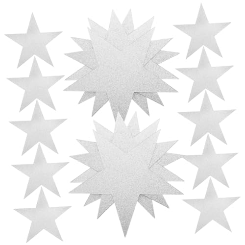 HOMSFOU 50 Blatt Sternförmige Papierausschnitte Silber Glitzernde Dekorationen für Klassenzimmer Partys und Kreative Bastelprojekte Leicht und Langlebig Wand und Fensterverzierung von HOMSFOU