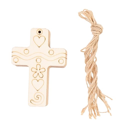 HOMSFOU 50 Sätze Kreuz Design Holzscheiben bastelset basteln für Kinderhandwerk Holzanhänger DIY Holzdekoration Stichworte kreuzen groß Party-DIY-Zubehör holzhandwerk von HOMSFOU