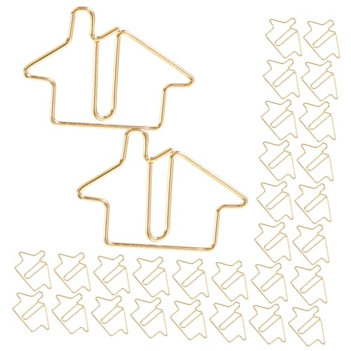 HOMSFOU 50 Stück Büroklammern dekorative Büroklammern verschiedene Büroklammern Kreuz Büroklammern geformt Papier kleine Dokumentenklammern Buchleseclips Kohlenstoffstahl Golden von HOMSFOU