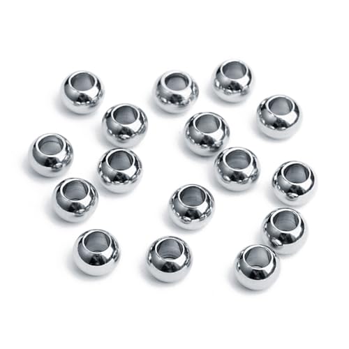 HOMSFOU 50 Stück Edelstahl Perlen Große Loch Schmuckperlen DIY Armbänder Halsketten Bastelset Silberfarbig Rostfrei Korrosionsbeständig für DIY Schmuckherstellung HOMSFOU 50 Stück Edelstahl Perlen Große Loch Schmuckperlen DIY Armbänder Halsketten Bastelset Silberfarbig Rostfrei Korrosionsbeständig für DIY Schmuckherstellung von HOMSFOU