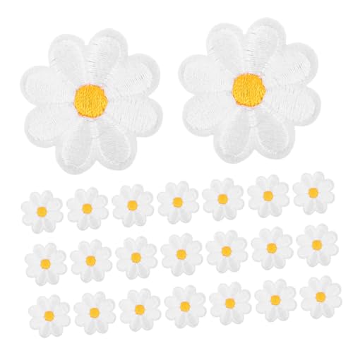 HOMSFOU 50 Stück Gestickte Stoff aufkleber Gänseblümchenapplikation applizierte Blumen -Stickerei Stickerei Blumenapplique Flicken nähen gestickte Blumenapplikation von HOMSFOU