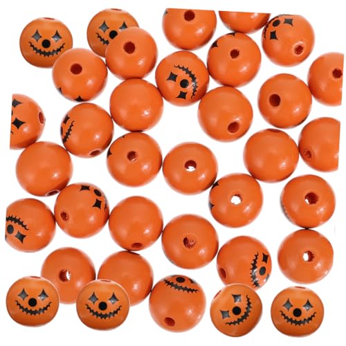 HOMSFOU 50 Stück Halloween Holzperlen mit Gesichtern Dekorative Abstandshalter für DIY Schmuck Basteln und Halloween Feiern Orange für Armbänder und Ketten HOMSFOU 50 Stück Halloween Holzperlen mit Gesichtern Dekorative Abstandshalter für DIY Schmuck Basteln und Halloween Feiern Orange für Armbänder und Ketten von HOMSFOU