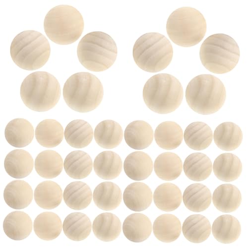 HOMSFOU 50 Stück Hemu runder Ball kleine selbstgemachte Holzperlen DIY-Perlen Holzkugeln zum Basteln keine Lochperlen keine Lochholzperlen Holzrunden zum Basteln Muhe Beige von HOMSFOU