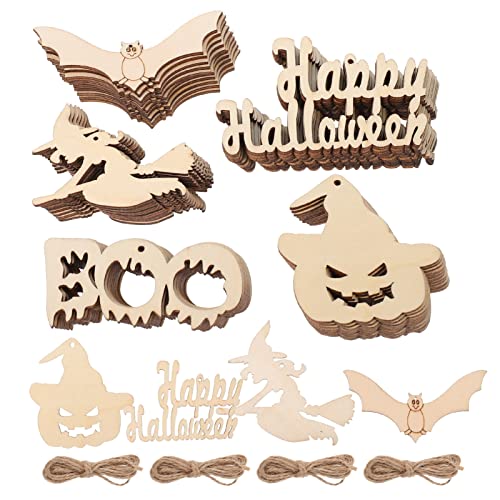 HOMSFOU 50 Stück Holz Ausschnitte für Halloween Dekoration DIY Holzornamente für Fesselnde Partys Leicht Langlebig für Kreative Bastelprojekte von HOMSFOU