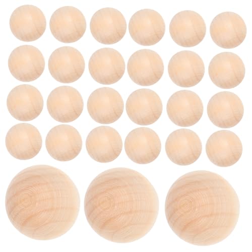 HOMSFOU 50 Stück Holzperlen Dekorkugeln Kugeln Malerei Rund Lose Massiv Rund Bastelgrube Kreis Runde Kugel Hartholzetiketten Runde Perlen Basteln Ohne Löcher DIY von HOMSFOU