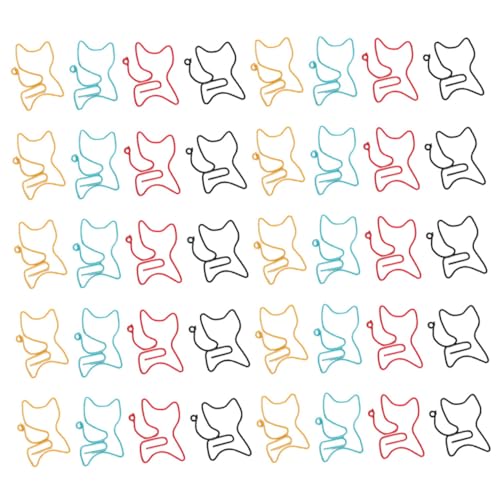 HOMSFOU 50 Stück Kätzchenpapierclip Lesezeichen Büroklammer Katzensachen Lesezeichenclip in Tierform Mini-Lesezeichen-Clips schöne Clips Memo-Klemmen Hinweis Clips Metall Zufällige Farbe von HOMSFOU
