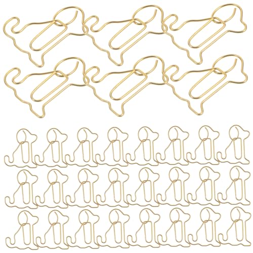 HOMSFOU 50 Stück Kleine Büroklammern aus Metall Kreative Hundedesign Papierclips für Büro und Zuhause Organisieren von Dokumenten Notizen und Lesezeichen Goldfarben von HOMSFOU