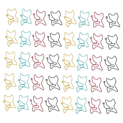 HOMSFOU 50 Stück Kreative Katzenmotiv Büroklammern Tierform Clips für Büro Schule und Zuhause Praktische Lesezeichen und Schreibwaren Zufälligen Zufällige Farbe von HOMSFOU