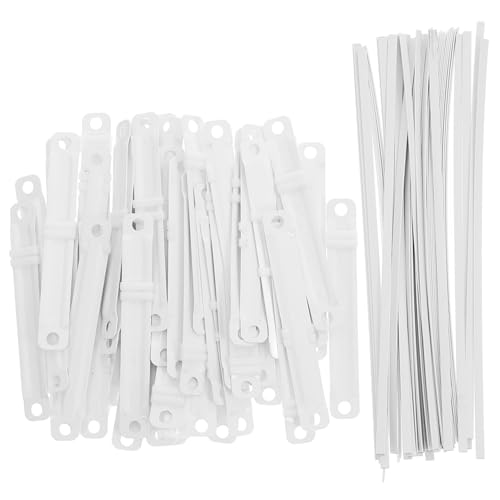 HOMSFOU 50 Stück Schnalle zum Binden von Dokumenten Befestigungselement für Dokumentdateien Bindeklemme 2-Loch-Loseblattverschluss 2-Loch-Verschluss Basis für Papierdatei Plastik Weiß von HOMSFOU