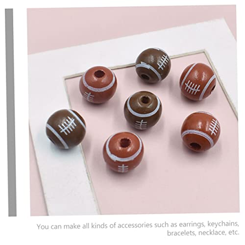 HOMSFOU 50 Stück Teiliges Amerikanische Football Holzperlen für Armbänder Halsketten Kreative DIY Schmuck Spacer Beads Sportliches Bastelzubehör für Schlüsselanhänger und Dekoration HOMSFOU 50 Stück Teiliges Amerikanische Football Holzperlen für Armbänder Halsketten Kreative DIY Schmuck Spacer Beads Sportliches Bastelzubehör für Schlüsselanhänger und Dekoration von HOMSFOU