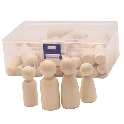 HOMSFOU 50 Stück Teiliges DIY Holzpuppen mit Kleinen Unvollendeten Holzpuppen für mit Praktischer Kunststoffbox zum Bemalen Basteln und Kreativen Gestalten für Mädchen und Jungen Leicht von HOMSFOU
