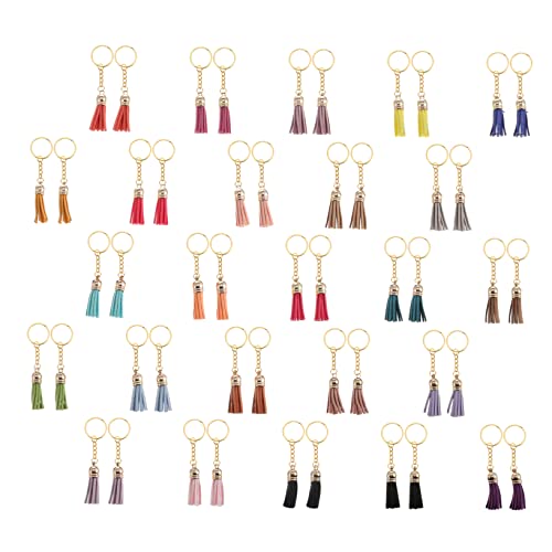 HOMSFOU 50 Stück Teiliges DIY Quasten Schlüsselanhänger Set Langlebigem Wildleder Bunte Tassel Anhänger für Taschen Rucksäcke Autoschmuck und Kreative Bastelprojekte von HOMSFOU
