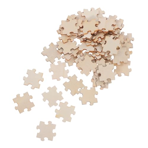 HOMSFOU 50 Stück Unfertige Holzpuzzle Quadratische Holzstücke Blanko Zum Bemalen DIY Bastelbedarf Für Kinderhandwerk Dekoration Puzzle Zubehör Holzornamente von HOMSFOU