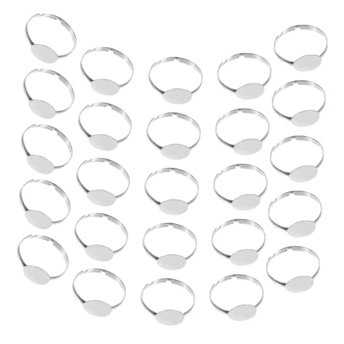 HOMSFOU 50 Stück Verstellbare Ringrohlinge mit Flacher Fassung Diy Schmuckherstellung Zubehör Runde Leere Ringblanks für Inlay und Stempelringe Flexible für Damen und Herren von HOMSFOU