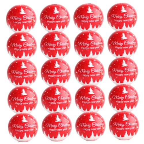 HOMSFOU 50 Stück Weihnachts Holzperlen Natürliche Runde Diy Bastelperlen für Schmuckherstellung und Weihnachtsdekoration Rot Vielseitige Bastelaccessoires von HOMSFOU