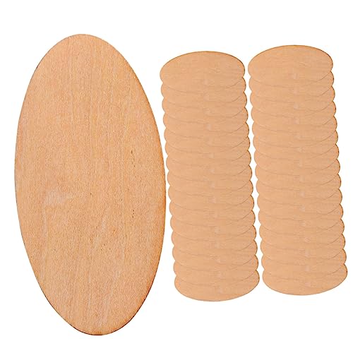 HOMSFOU 50 Stück ovale Holzspäne Halloween Etiketten leer ovales Etikett Blöcke zum Basteln woodcarver Holzdekoration Holzbastelbedarf bastelmaterial selber machen Ausschnitte Holzscheiben von HOMSFOU