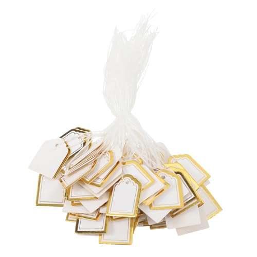 HOMSFOU 500 Stück Leeres Etikett Zum Aufhängen Etiketten Hängend Einzelhandel Weiß Schild Registerkarten Schmuck Scan Anzeige Fan-shop Ohrringkarten Warenanhänger Golden Papier von HOMSFOU