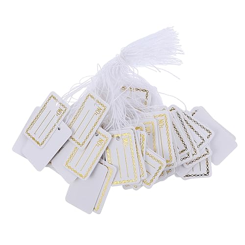 HOMSFOU 500 Stück Schild Schmuck Weinanhänger zum Aufhängen Tag Weinjahre Etiketten Stichworte pendant present card Geschenkanhänger Merkzettel handschriftliches Papieretikett Baumwolle Weiß von HOMSFOU