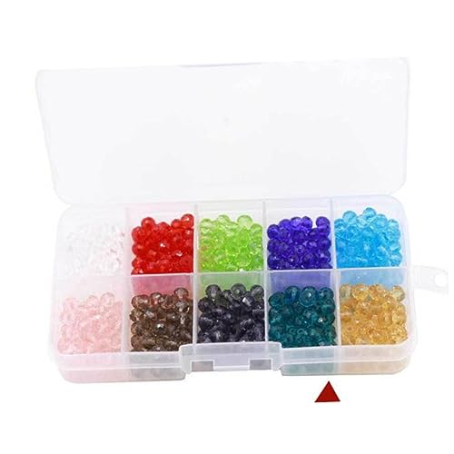 HOMSFOU 500Stücke Farben DIY Schmuckherstellung Kristall Glasperlen Flachperlen Distanzperlen mit Aufbewahrungsbox für Bastelprojekte und Armbänder von HOMSFOU
