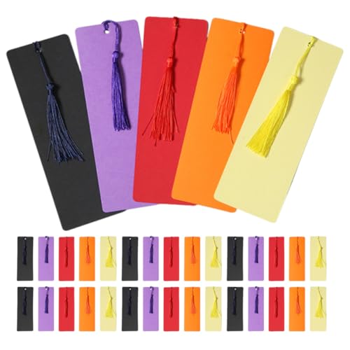 HOMSFOU 50Er Set Leere Lesezeichen Aus Papier Mit Bunten Quasten Lesezeichen Set Zum Selbermachen Für Und Erwachsene – Schulprojekte Etiketten Und Kunstaktivitäten von HOMSFOU