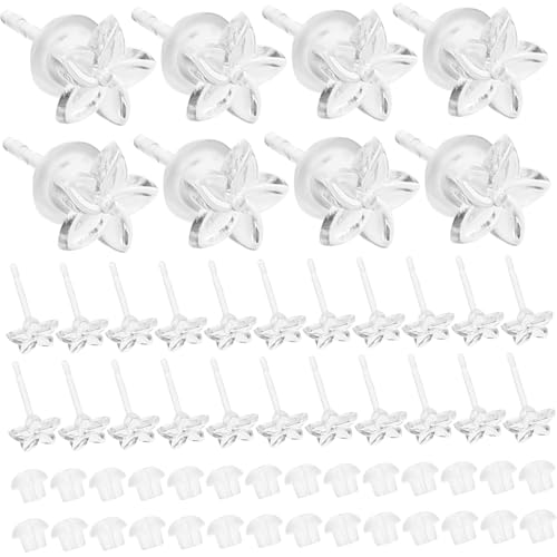 HOMSFOU 50Sätze Transparente Harz Ohrstecker Ohrstecker Mit Ohrstecker Verschlüssen Für DIY Ohrring Dekoration Trendige Ohrringe Für Empfindliche von HOMSFOU