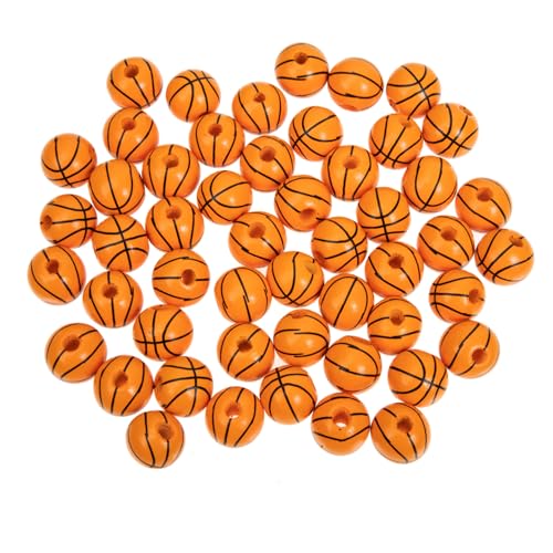 HOMSFOU 50Stücke Basketball Holzperlen DIY Holzperlen für Schmuck und Heimdekoration Handgefertigte Perlen für Partyvorräte und Bastelprojekte von HOMSFOU