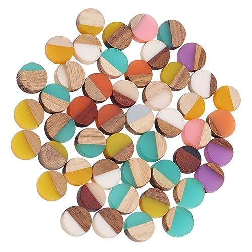 HOMSFOU 50Stücke Holzblanks mit Harz Cabochons Geometrisch für DIY Schmuckherstellung Armbandmaterial Kreativ Vielseitig Bunten Farben von HOMSFOU