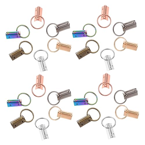 HOMSFOU 50Stücke Schlüsselanhänger Fob Farben Gewebte Endklemmen Mit Schlüsselring Clips Für DIY Armbänder Taschen Und Gürtel Hellgold Antikgrün von HOMSFOU