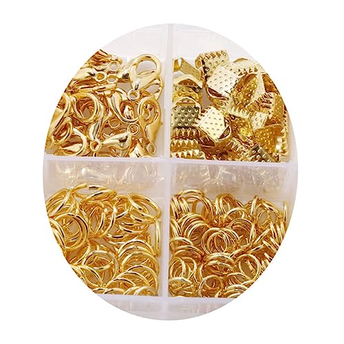 HOMSFOU 556 Stück Teiliges Schmuckzubehör mit Goldfarbenen Ribbon Ends Robusten Lobster Clips Vielfältigen Open Jump Rings in Verschiedenen für DIY Schmuckherstellung Armband Verschlüsse HOMSFOU 556 Stück Teiliges Schmuckzubehör mit Goldfarbenen Ribbon Ends Robusten Lobster Clips Vielfältigen Open Jump Rings in Verschiedenen für DIY Schmuckherstellung Armband Verschlüsse von HOMSFOU