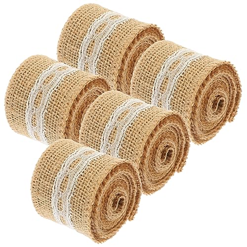 HOMSFOU 5Rollen Jute Spitzenband Für DIY Bastelarbeiten Und Partydekoration Handgefertigtes Geschenkband Vielseitig Einsetzbar Und Verschiedenen Längen Zuschneidbar HOMSFOU 5Rollen Jute Spitzenband Für DIY Bastelarbeiten Und Partydekoration Handgefertigtes Geschenkband Vielseitig Einsetzbar Und Verschiedenen Längen Zuschneidbar von HOMSFOU
