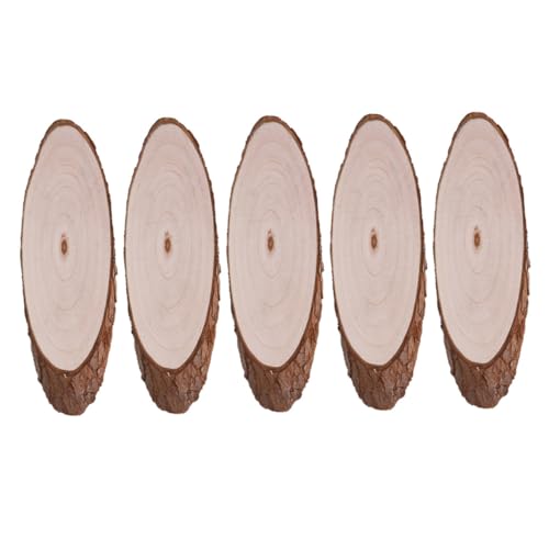 HOMSFOU 5Stücke DIY Holzscheiben Oval Unfertige Holzscheiben für Bastelarbeiten Breit für Dekoration und Handwerk Natürliche von HOMSFOU