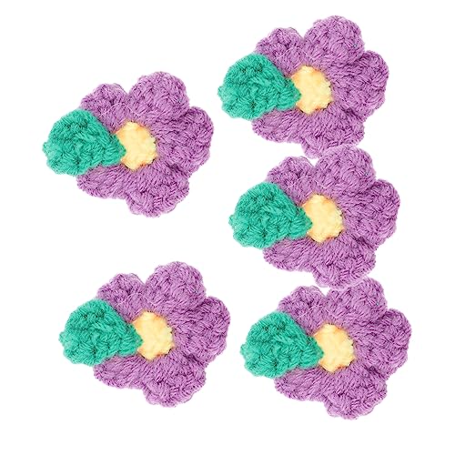 HOMSFOU 5Stücke Häkelblumen Patches Handgefertigte Bunte Applikationen für DIY Kleidung Exquisites Design für Kostüme Taschen und Kunsthandwerk Zufällige Farben von HOMSFOU