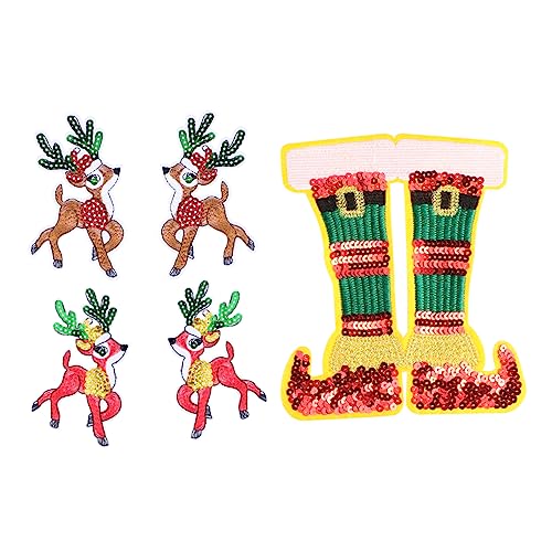 HOMSFOU 5Stücke Teiliges Weihnachts Patches Gestickte Hirschmotive Für Kleidung Dekoration Und DIY Projekte Und Atmungsaktiv Für Festliche von HOMSFOU