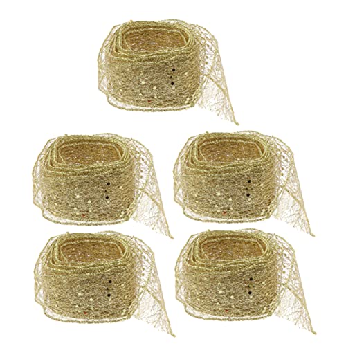 HOMSFOU 5Stücke Weihnachtsbänder Funkelnde Glitter Mesh Bänder pro für Geschenkverpackungen DIY Dekorationen Kränze und Blumensträuße Hochwertiges Material von HOMSFOU