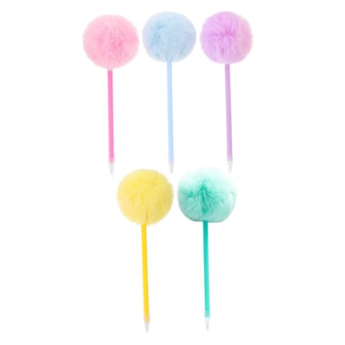 HOMSFOU 5pcs Niedliche Pompom -stifte Flauschig Schreibstifte Plüsch Kugel Kugel Kugel Kugel Stifte Dekorative Flauschige Plüsch -kugelstift -kugelschreiber -kugelschreiber Pompom Pen von HOMSFOU