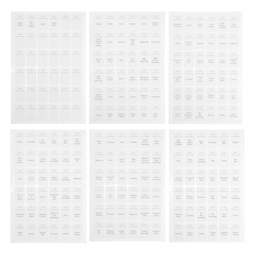 HOMSFOU 6 Blätter Wasserdichtes Und Öldichtes Etikett Label-patch Praktisches Gewürzetikett Etiketten Für Gewürzflaschen Aufkleber Für Gewürzflaschen Weiß Pvc Selbstklebend von HOMSFOU