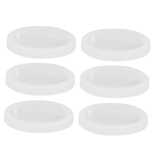 HOMSFOU 6 Flache, Runde Harzformen Für Selbstgemachte Schlüsselanhänger, Ohrringe, Haustiermarken, Silikonformen Mit Löchern Für Harzguss, Schmuckherstellung, Epoxidharz-bastelarbeiten von HOMSFOU