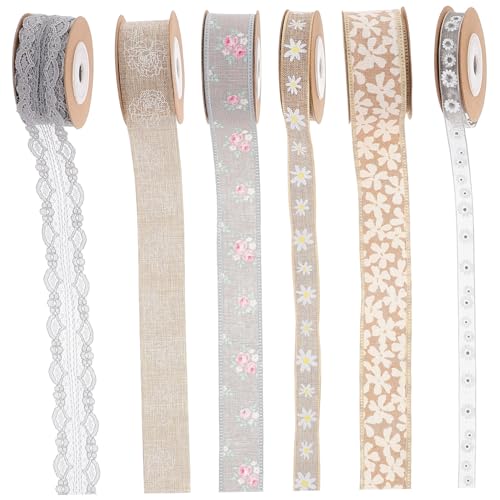HOMSFOU 6 Rollen Blumenband Verpackung wickeln farbig Party-Packband Präsentieren Sie ein Wickelband valentinstag bänder Geschenkband Kranzbänder Bulk-Band Band zum Verpacken Polyester von HOMSFOU