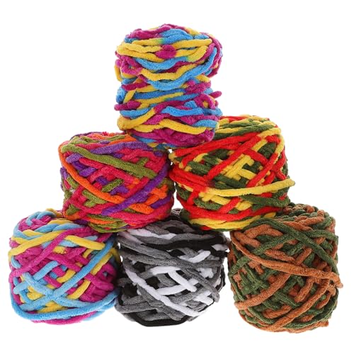 HOMSFOU 6 Rollen Chunky Baumwollgarn für Strickprojekte Dickes Häkelgarn Farben für Schals Mützen Decken und Diy Kunsthandwerk Langlebig und Flexibel HOMSFOU 6 Rollen Chunky Baumwollgarn für Strickprojekte Dickes Häkelgarn Farben für Schals Mützen Decken und Diy Kunsthandwerk Langlebig und Flexibel von HOMSFOU