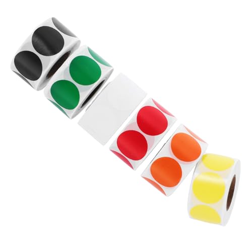 HOMSFOU 6 Rollen Dekorative Mark -aufkleber Farbige Aufkleber Farbkreisaufkleber Kreisförmig Klassifizierungspunktaufkleber Etiketten Kleine Punktaufkleber Bunt Groß Papier von HOMSFOU