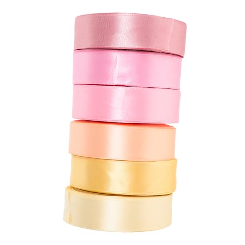 HOMSFOU 6 Rollen Geschenkband Verschiedenen Farben Mauve Hellgold Mittelrosa Dekoratives Band für Geschenkverpackung Babyparty und Blumenarrangements Hochwertiges Langlebiges Material für von HOMSFOU