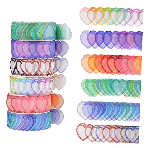 HOMSFOU 6 Rollen Papierklebeband Aufkleber Dekorative Herzen Klebebandausschnitte Herz Masking Tape Hochzeits Scrapbook Form Scrapbook Klebeband Herz Scrapbooking Fotoalbum von HOMSFOU