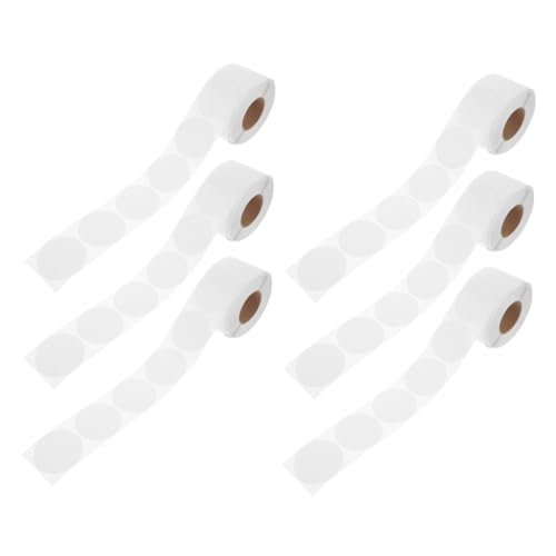 HOMSFOU 6 Rollen Runde Weiße Selbstklebende Etiketten Rolle Siegelaufkleber Blanko Codierpunkte Für Druckbare Adressetiketten Verpackung Büro DIY von HOMSFOU